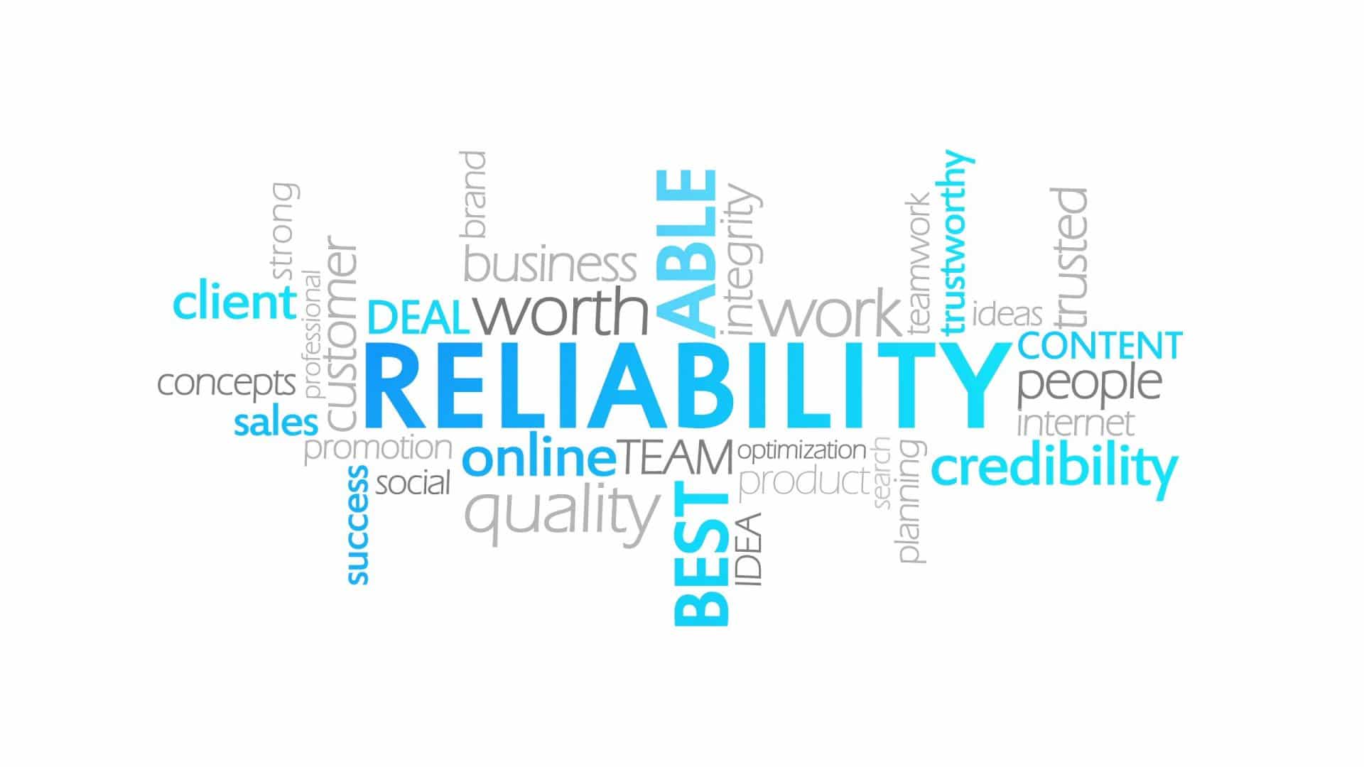 Reliability word cloud