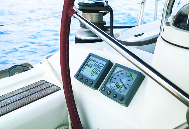 Sailing yacht navication equipment, control panel indicators